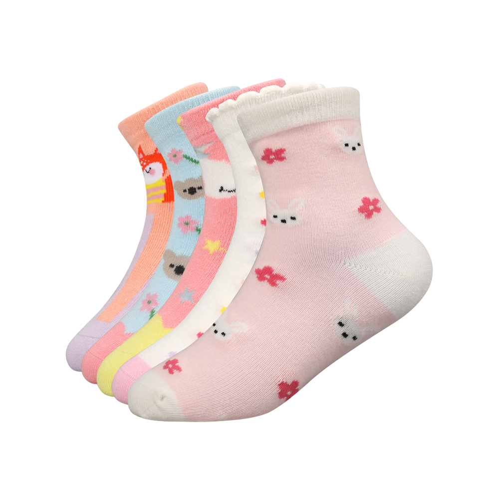 Calcetines multicolores con flores en 3D para niñas