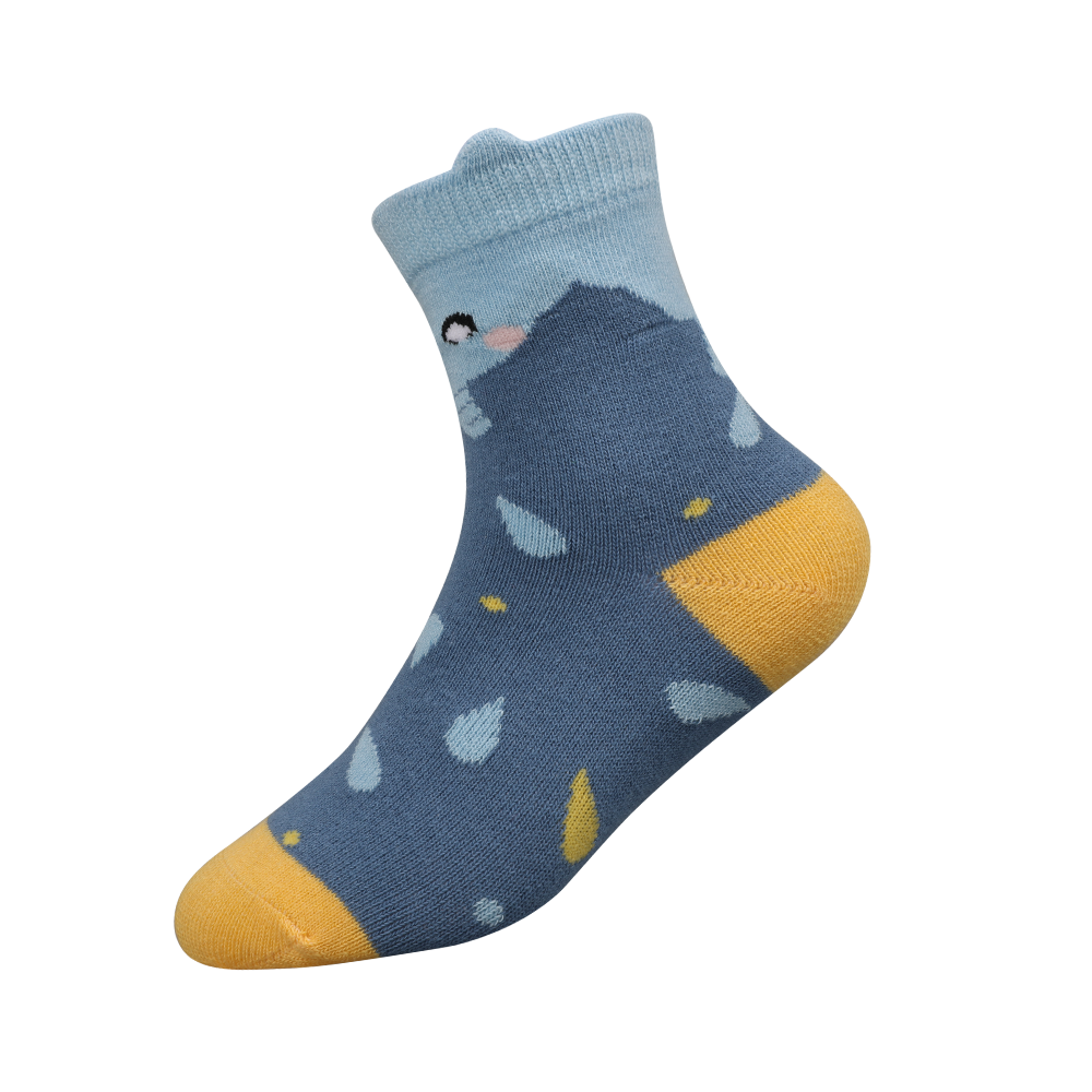 Calcetines de tubo de estilo diansor con diseño de jacquard rico en algodón de moda para niños con orejas 3d en el ribete