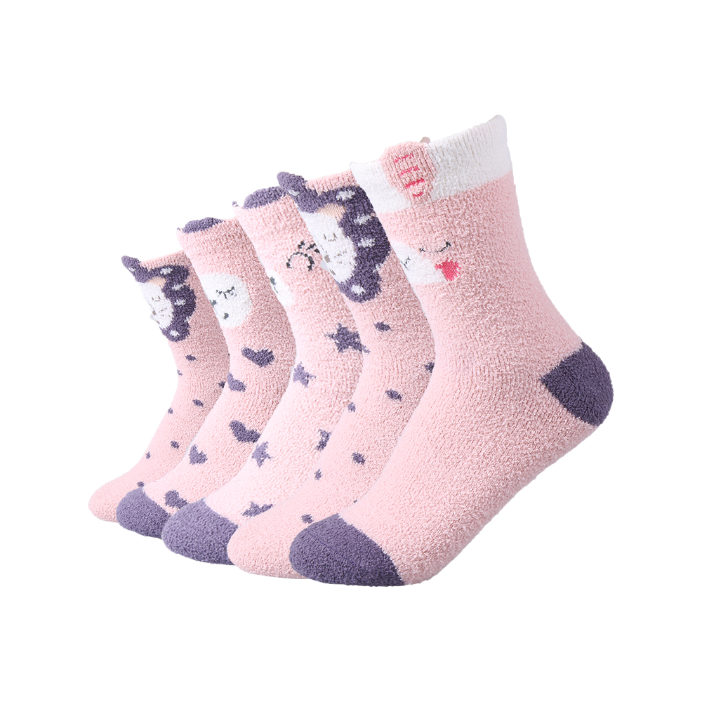 Calcetines acogedores para mujer, calcetines cálidos con orejas 3D de patrón personalizado, calcetines mullidos de invierno para mujer