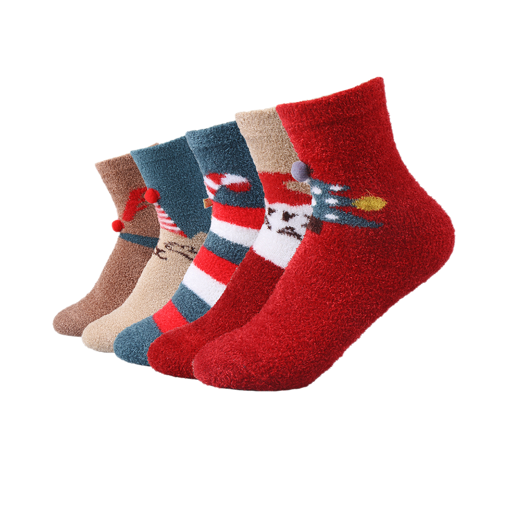 Accesorios navideños, calcetines navideños para mujer, invierno, cama para dormir, calcetines para el hogar, calcetines cálidos y acogedores para la tripulación