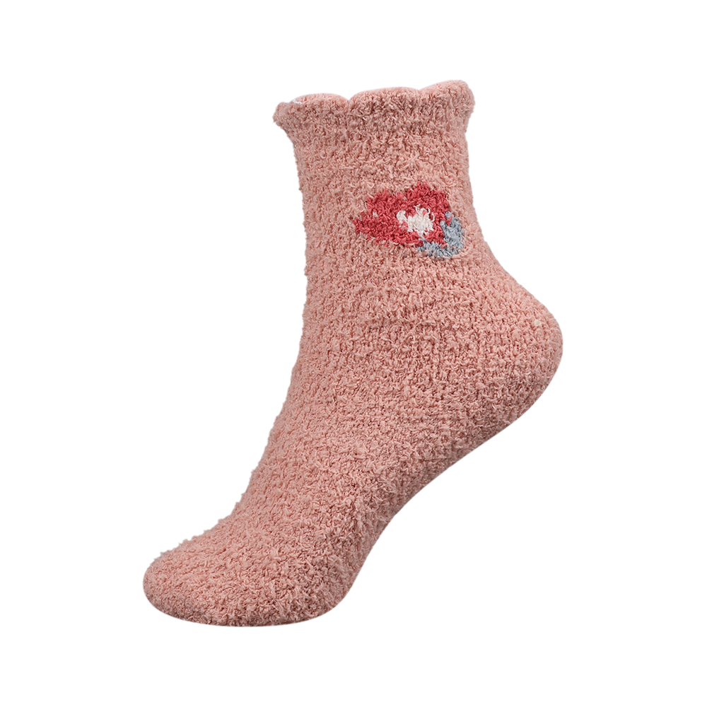 Flor mujer acogedor equipo calcetines invierno dormir cama piso hogar calcetines esponjosos