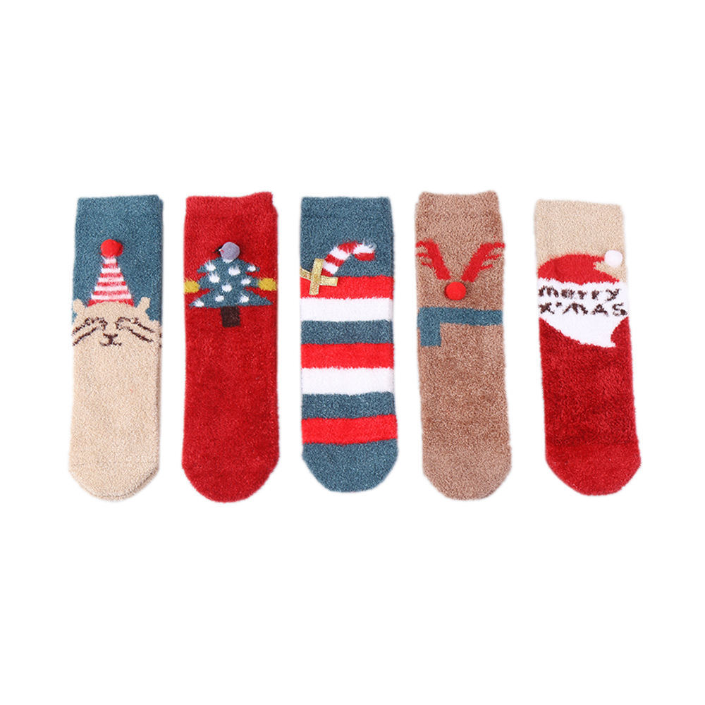 Accesorios navideños, calcetines navideños para mujer, invierno, cama para dormir, calcetines para el hogar, calcetines cálidos y acogedores para la tripulación