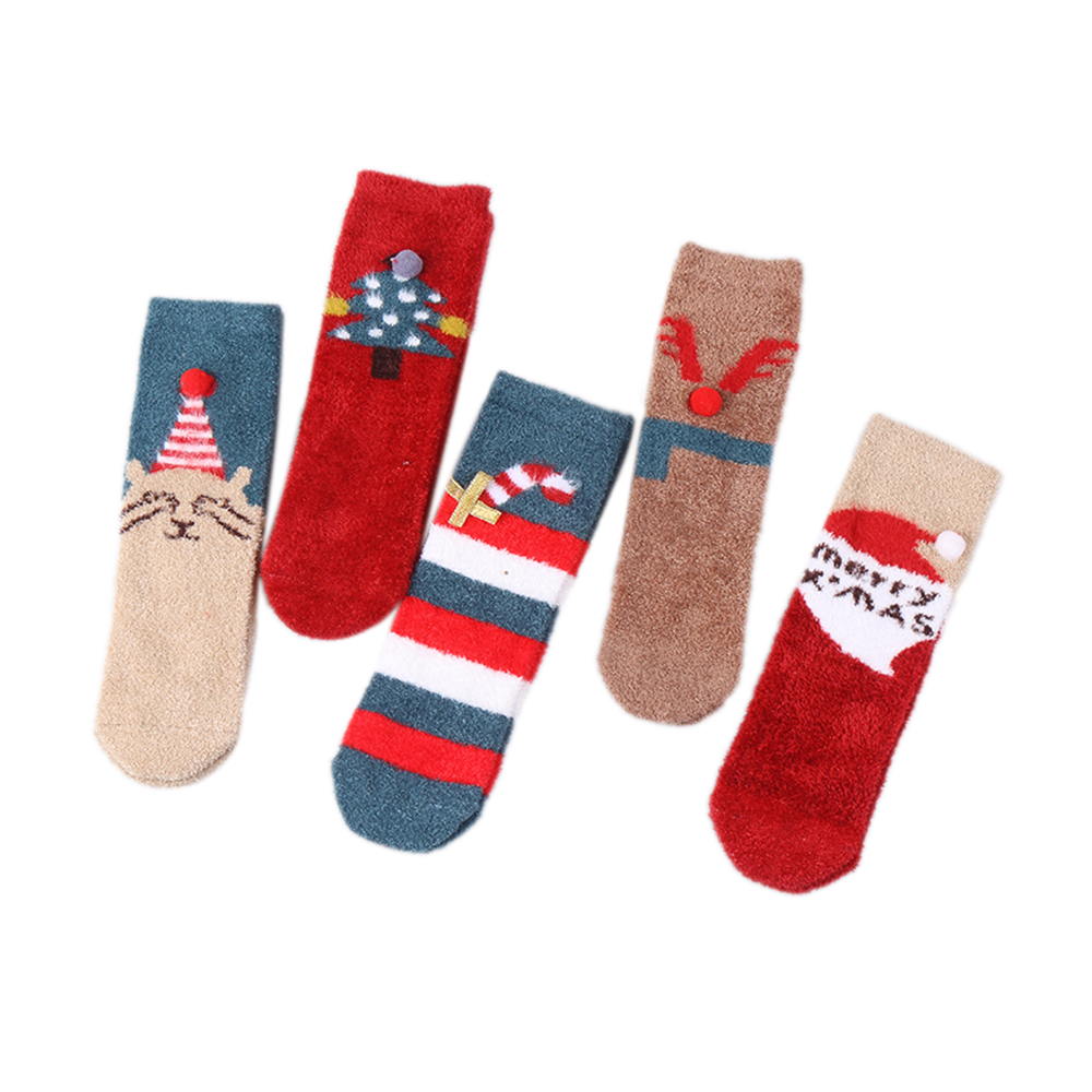 Accesorios navideños, calcetines navideños para mujer, invierno, cama para dormir, calcetines para el hogar, calcetines cálidos y acogedores para la tripulación