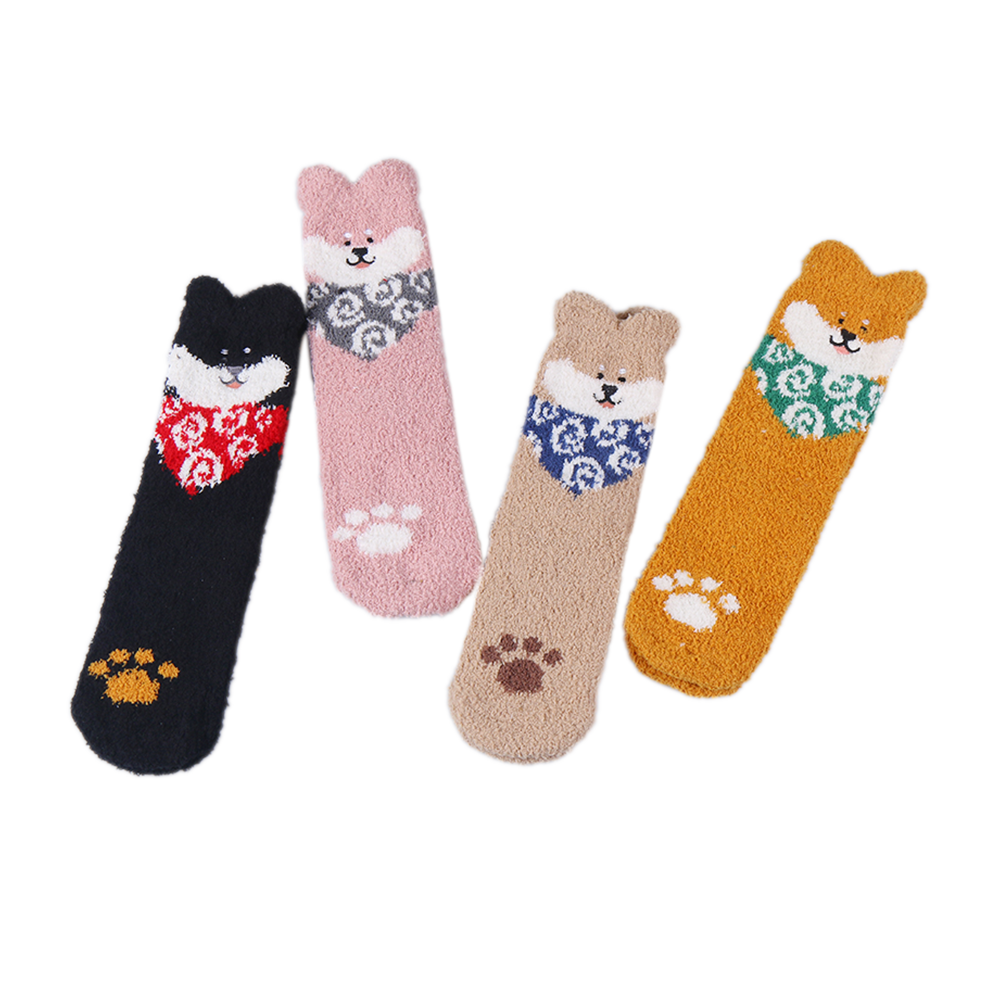 Calcetines acogedores de invierno con diseño de dibujos animados OEM, calcetines de mujer para invierno