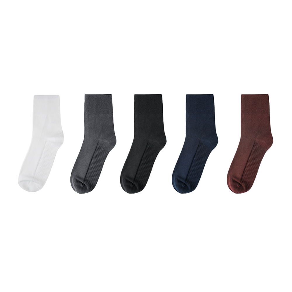 5 pares de calcetines de bambú con caja, calcetines de fibra de bambú de trabajo de negocios negros personalizados para hombres