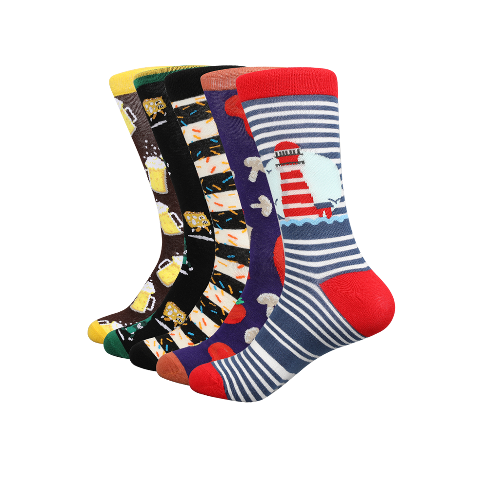 Wholesale custom socks design logo high quality fashion colorful funny happy crew cotton men designer socks