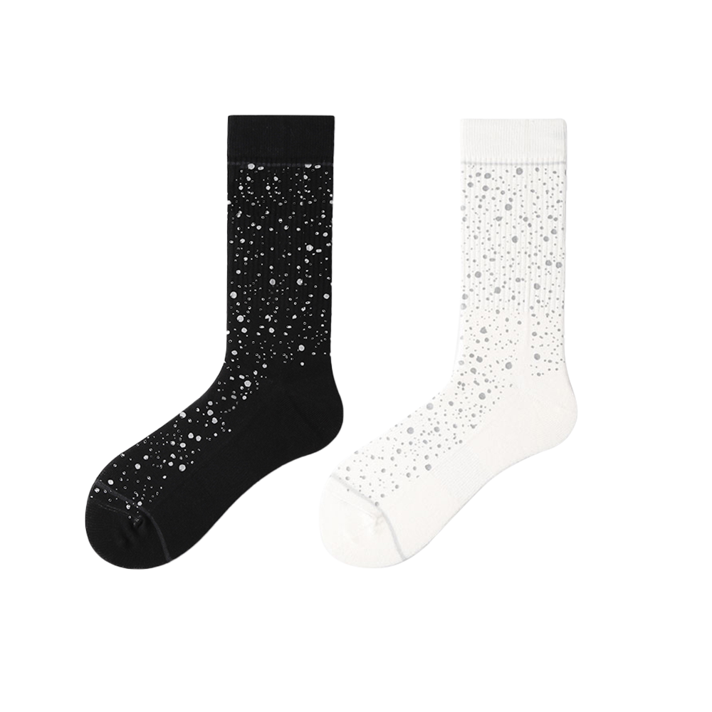 Basic color black and white with the glitter 3D printing socks