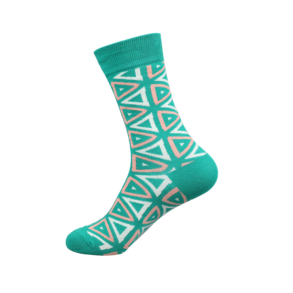 Calcetines de vestir con diseño de figuras geométricas en jacquard de algodón completo, coloridos calcetines de tripulación unex