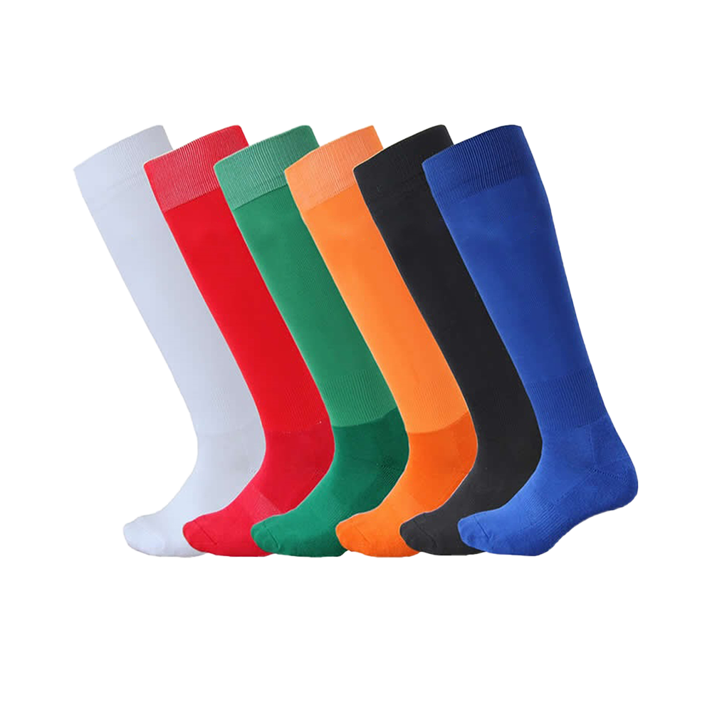 ¿Cuáles son las características clave de los calcetines de fútbol de canalé alto sin costuras con tubo acolchado colorido?