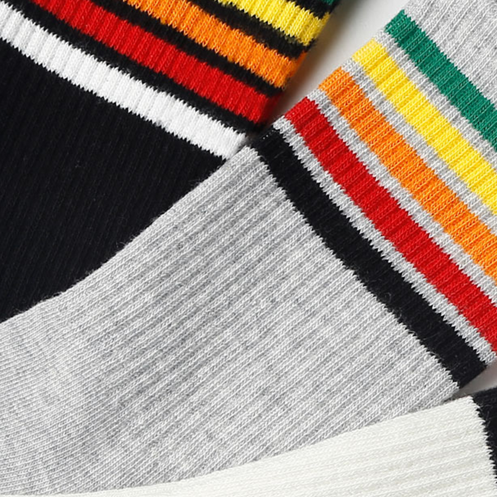 Rainbow tube seamless high rib walking socks