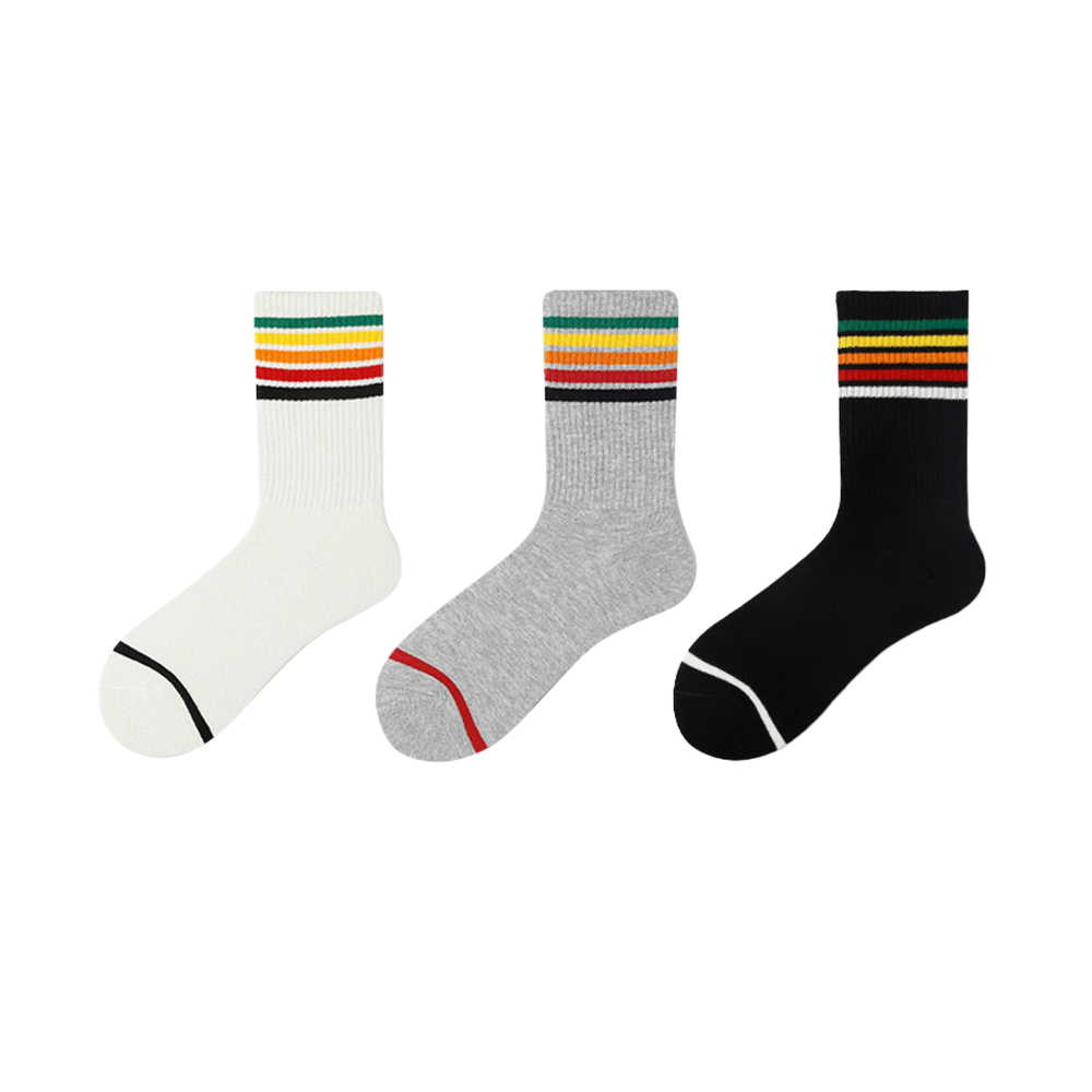 Rainbow tube seamless high rib walking socks